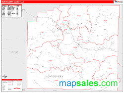 Montgomery County, AR Zip Code Wall Map