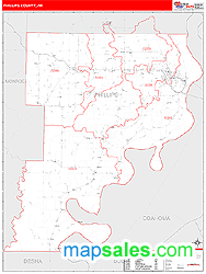 Phillips County, AR Zip Code Wall Map
