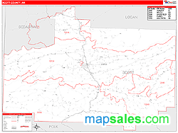 Scott County, AR Zip Code Wall Map