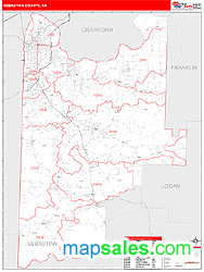 Sebastian County, AR Zip Code Wall Map