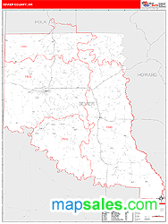Sevier County, AR Wall Map