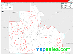 Stone County, AR Zip Code Wall Map