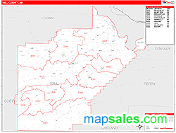 Yell County, AR Zip Code Wall Map