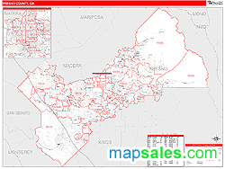 Fresno County, CA Zip Code Wall Map