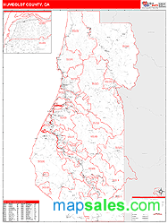 Humboldt County, CA Zip Code Wall Map