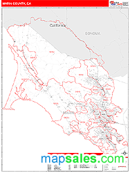 Marin County, CA Zip Code Wall Map
