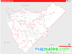 Mariposa County, CA Zip Code Wall Map