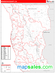 Mendocino County, CA Zip Code Wall Map