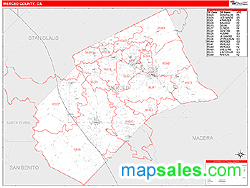 Merced County, CA Zip Code Wall Map