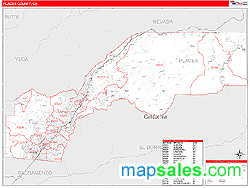 Placer County, CA Zip Code Wall Map