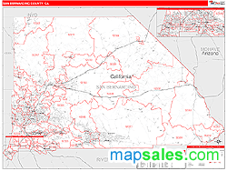 San Bernardino County, CA Zip Code Wall Map