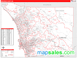 San Diego County, CA Zip Code Wall Map