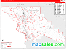 San Luis Obispo County, CA Zip Code Wall Map