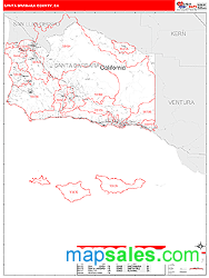 Santa Barbara County, CA Wall Map