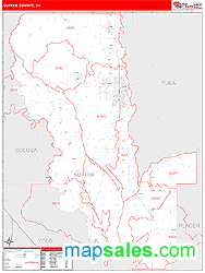 Sutter County, CA Zip Code Wall Map