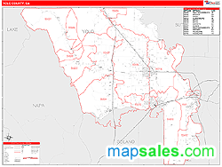 Yolo County, CA Zip Code Wall Map