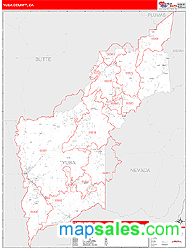 Yuba County, CA Wall Map