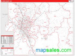 El Paso County, CO Zip Code Wall Map