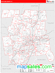 Hartford County, CT Zip Code Wall Map
