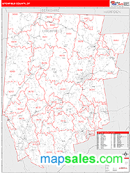 Litchfield County, CT Zip Code Wall Map