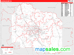 Alachua County, FL Zip Code Wall Map