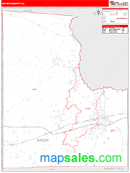 Baker County, FL Zip Code Wall Map