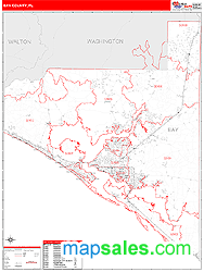 Bay County, FL Zip Code Wall Map