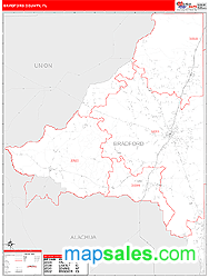 Bradford County, FL Zip Code Wall Map