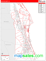 Brevard County, FL Zip Code Wall Map