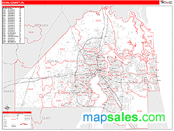 Duval County, FL Zip Code Wall Map