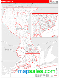 Escambia County, FL Zip Code Wall Map