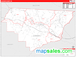 Gadsden County, FL Zip Code Wall Map