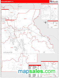 Highlands County, FL Zip Code Wall Map