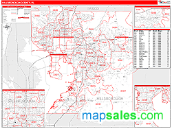 Hillsborough County, FL Zip Code Wall Map