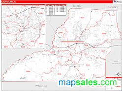 Leon County, FL Zip Code Wall Map