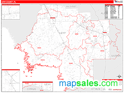 Levy County, FL Zip Code Wall Map