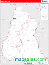 Liberty County, FL Zip Code Wall Map