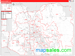 Marion County, FL Zip Code Wall Map