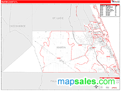 Martin County, FL Zip Code Wall Map