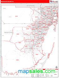 Miami-Dade County, FL Zip Code Wall Map