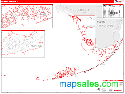 Monroe County, FL Zip Code Wall Map