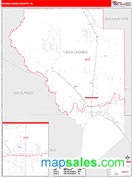 Okeechobee County, FL Zip Code Wall Map