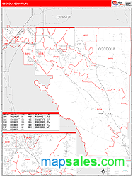Osceola County, FL Zip Code Wall Map