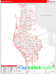 Pinellas County, FL Zip Code Wall Map