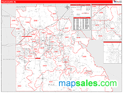 Polk County, FL Zip Code Wall Map