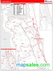 St. Johns County, FL Zip Code Wall Map