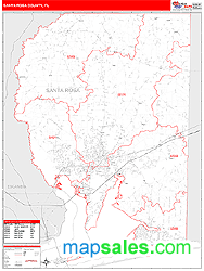 Santa Rosa County, FL Zip Code Wall Map