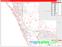 Sarasota County, FL Zip Code Wall Map