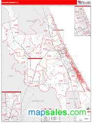 Volusia County, FL Zip Code Wall Map