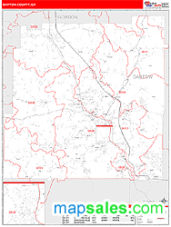 Bartow County, GA Zip Code Wall Map